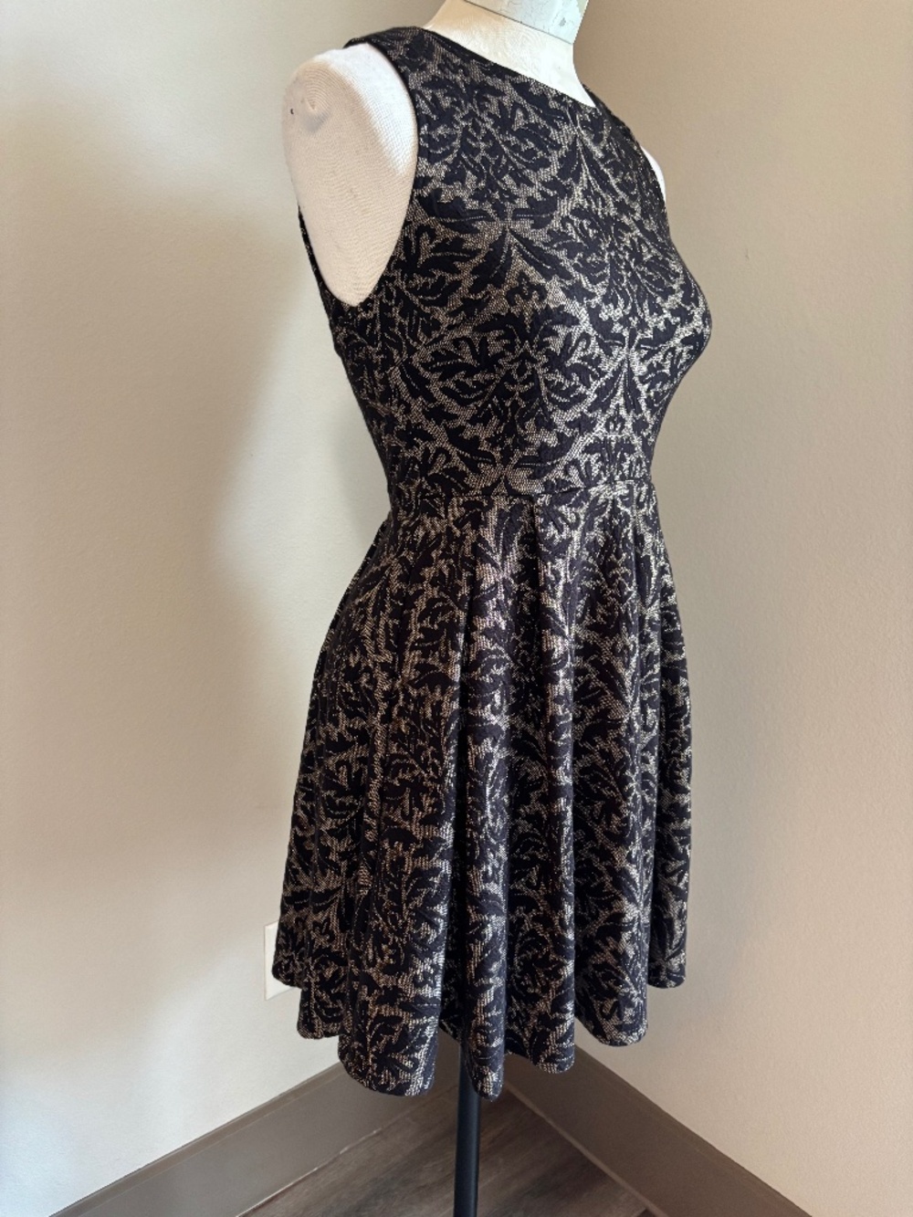 Gold & Black Damascus skater dress